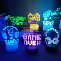 3D Night Lamp Gaming Room Desk Setup Lighting Decor Gamepad Icon LED Light Atmosphere Table Bedside Night Lamps Kids Gift Night Lights