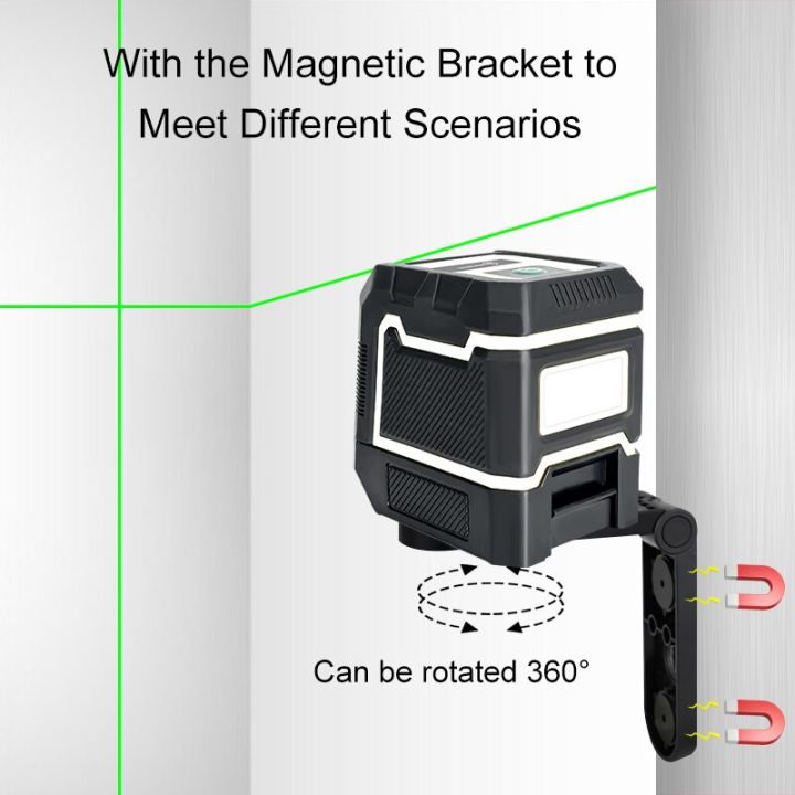 pracmanu-เส้นเลเซอร์วัดระดับสีเขียวการปรับระดับด้วยตนเองลำแสงเลเซอร์แนวนอนและแนวตั้ง2ระดับเส้น
