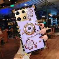 เคสโทรศัพท์ Infinix NOTE 30 Pro NOTE30 4G 5G 2023แฟชั่นใหม่ด้านตรงพร้อมกรอบโคลเวอร์พลอยเทียมกรอบแข็งกันแรงกระแทกสำหรับ Note30Pro INFINIX