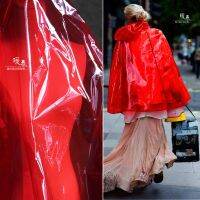 [HOT] 0.2mm TPU Fabric Red Transparent PVC Liquid Plastic Film DIY Waterproof Raincoat Coat Crystal Bags Decor Clothes Designer Fabric