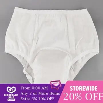 Washable Absorbency Incontinence Aid Cotton Underwear Briefs for