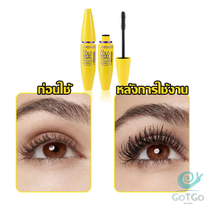 gotgo-shedoes-มาสคาร่า-สูตรกันน้ำ-สีดำ-โคลอสซอล-ติดทนนาน-mascara