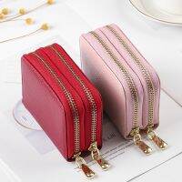 Business Card Holder Prevent RFID Red/blue/pink/purple/black Bank/ID/Credit Card Holder Wallet Women/men Double Zipper Card Case