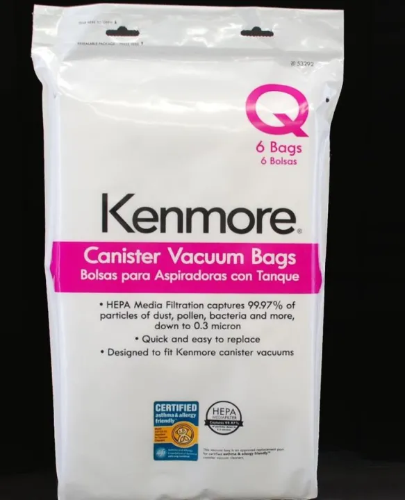 Kenmore 53291 Style Q HEPA Cloth Vacuum Bags for Kenmore Canister