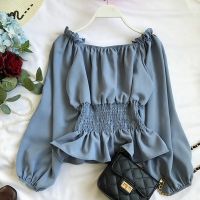 korean style women ladies chiffon shirt blouse baju baju wanita lengan panjang