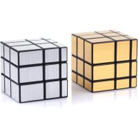 ▣ Qiyi Mirror Cube Set Mirror Blocks 3x3x3 Mirror Speed Cube Set Bundle Mirrored Cube Pack Puzzle Toys Silver Gold Pack of 2