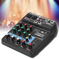 Professional Stage Mixer 4-Channel Audio Mixer Sound Board Console System Recording Mixers Stereo Mixer Stage Equipment with USB Cord and Plug 100 ~ 2