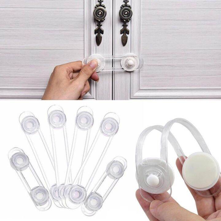 TRADER Antipinch Child Safety Lock Transparent Plastic Baby Cupboard Locks Latches
