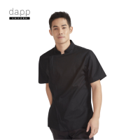 dapp Uniform เสื้อเชฟแขนสั้น แบบซิปด้านหน้า มีกระเป๋าที่แขนเสื้อด้านซ้าย Jeff White Zipper Shortsleeves Chef Jacket สีดำ (TJKB1005)