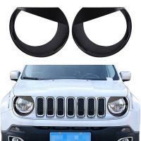 Angry Eyes Front Headlight Bezels Trim Cover for Jeep Renegade 2015 2016 2017 2018 (Black)