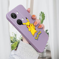 เคสโทรศัพท์สำหรับ OnePlus Nord 3 5G,เคสโทรศัพท์การ์ตูน Pikachu Pocket Monster ปลอกซิลิโคนของเหลวทรงสี่เหลี่ยมลายโปเกมอนคลุมทั้งหมดเคสป้องกันทนแรงกระแทกกล้อง