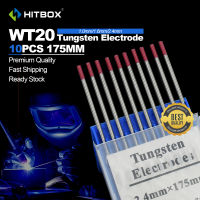 HITBOX 1.6 มม. x 175 มม. * 10 ชิ้น 10 แพ็คอิเล็กโทรดทังสเตน WT20 2% Tig Tig เชื่อม Rod Red Welding Rod