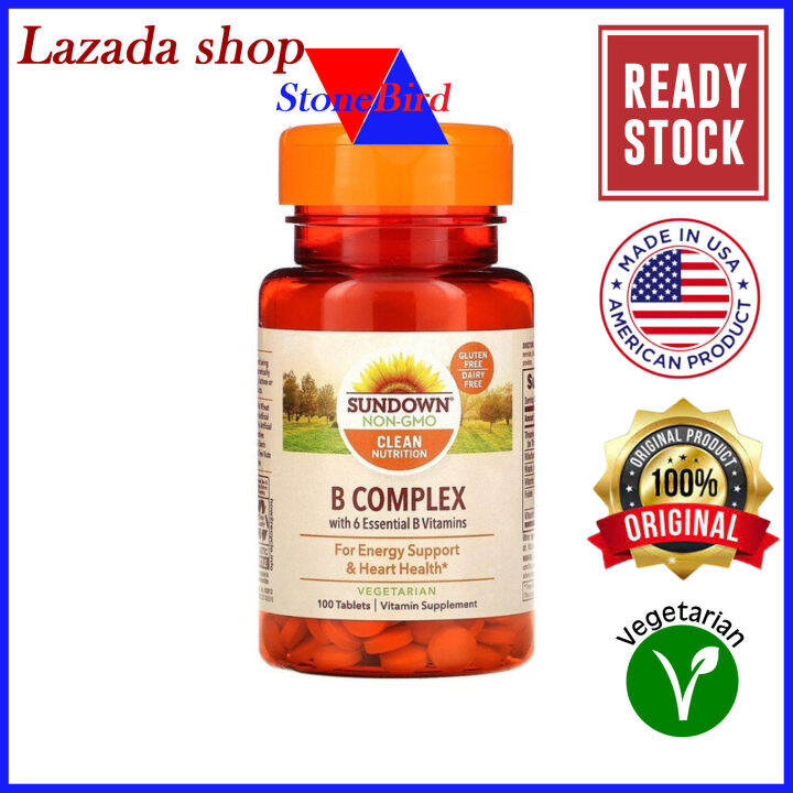 Sundown B Complex 100 Vegetarian Tablets - For Energy Support And Heart ...