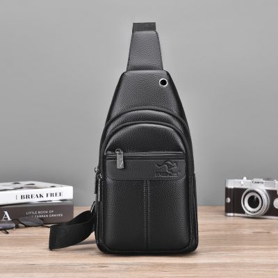 2023 New Mens Chest Bag Mens Shoulder Bag Large Capacity Multi Compartment Soft Leather Casual Bag Crossbody