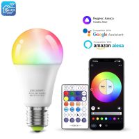 [HOT QQZIWWUJJWG 104] LED สมาร์ทหลอดไฟ RGB โคมไฟ APP การควบคุมเสียงระยะไกลกับ Alexa Google WiFi แสง E27 220โวลต์ DimmableColor หลอดไฟสำหรับห้องนั่งเล่น