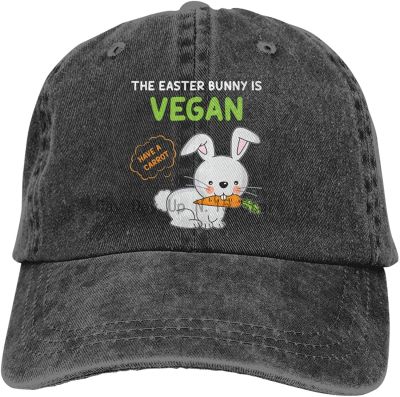 Unisex Denim Easter Bunny is Vegetarian Washed Denim Adult Retro Baseball Cowboy Hat (Washable)