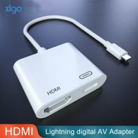 หัวแปลงสัญญาณ HDMI สำหรับ Lightning แปลง AV ดิจิตอล4K ขั้วต่อสาย USB สูงถึง1080P HD สำหรับ iPhone X/11/8P/6S/7P/iPad Air/IPod