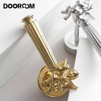 DOOROOM Luxury Gold Bedroom Door Handle Lock Security Entry Brass Lock Door Furniture Indoor Door Handle Lockset