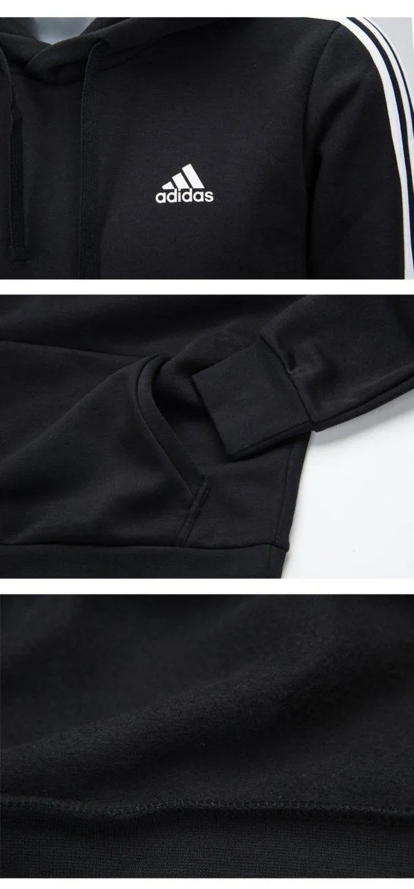para Instruir Mula Special SALE~) Adidas Men Athletics Essentials 3S Stripes Pullover Hoodie  BR3588 Black/White | Lazada PH
