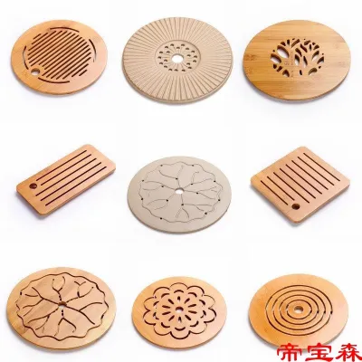 [COD] Household ceramic dry tea tray spare parts bamboo mat coaster heat insulation pad