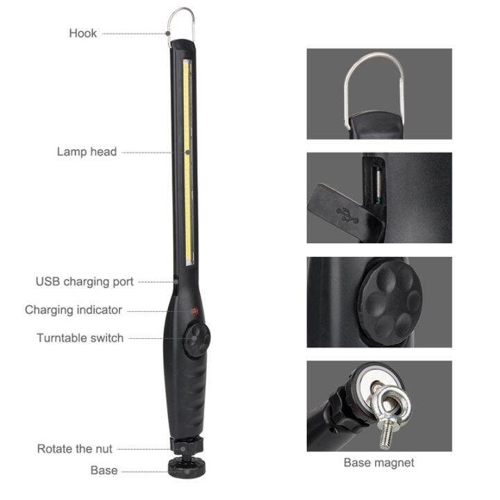 cob-โคมไฟตรวจสอบทำงานพร้อม-usb-แม่เหล็กชาร์จได้-ไฟฉาย-ฐานแม่เหล็ก-ไฟฉายคาดหัว-worklight-360-ํ-ledไฟฉายฐานแม่เหล็ก-ไฟฉายledแบบพกพา