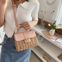 IELGY ins fashion messenger bag portable design sense niche all-match square summer Womens straw