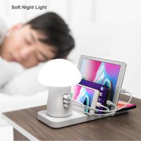 ZZOOI Mushroom LED Light Multi Port 40W USB Charging Station Dock QC 3.0 Quick Charge USB Wireless Charger for iPhone for Samsung