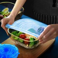 6PCS Adaptable Silicone Lids Food Universal Dish Stretch Silicone Fresh Cover Microwave Airtight Food Cover kitchen Accessories