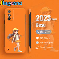 Jingsanc เคส Realme GT Neo 5G Neo 3T 3 2T 2 5G รุ่น Master เคสโทรศัพท์เด็กสาวน่ารักแบบด้านสีลูกกวาดกรอบแข็ง PC ป้องกันการตกสีส้ม M001-2