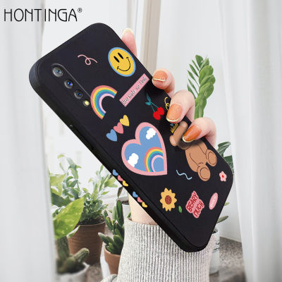 Hontinga เคสโทรศัพท์สำหรับ Vivo S1,เคสสี่เหลี่ยมลายหมีดอกไม้สายรุ้งขอบซิลิโคนนิ่มแบบดั้งเดิมเคสยางคลุมรอบเครื่องเคสป้องกันกล้องด้านหลังเคสใส่โทรศัพท์แบบนิ่มสำหรับเด็กผู้หญิง