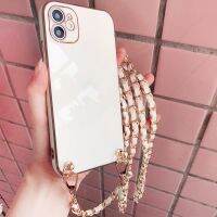 Crossbody Leather Lanyard Necklace Metal Chain Phone case for iPhone 15 14 13 11 12 Pro Max Mini 6 8 7 Plus Xr X Xs SE 202 Cover