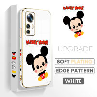 PMP Case ปลอกสำหรับ Xiaomi MI 12T Pro ปลอก XIAOMI Mi 12T Xiaomi 12T Pro 12T Case【Free Lanyard】Cute Cartoon Micky Mouse Square Edge Pattern Casing Plated Phone Shell Luxury Plating Soft Phone Case