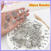 PERPE 20pcs Random ต่างหู สร้อยข้อมือ แมงมุม ฟักทอง ผี โครงกระดูก กะโหลกศีรษะ จี้ เครื่องรางฮาโลวีน