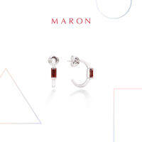 MARON✨ [ของแท้] ต่างหูเสริมดวง ต่างหูพลอยแท้ เงินแท้ แถมฟรี ผ้าเช็ดเครื่องประดับ มีใบรับประกัน พร้อมกล่อง พร้อมส่ง I My DAYS Sunday Earring with Red Garnet