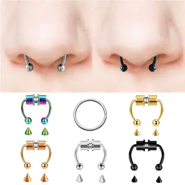THANU'S CRAFT German Silver Clip on Oxidised Nose Pin without Piercing Nose  ring Stud