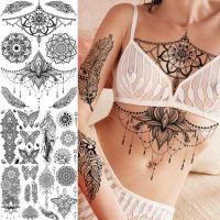 hot【DT】 Pendant Underboob Mandala Feather Temporary Tattoos Adult Whale Fake Arm Tatoo