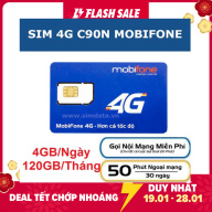 Sim 4G MobiFone C90N 120 GB tháng 4 GB ngày + 1000 phút nội mạng + 50 phút thumbnail