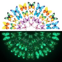 ◐ 12pcs Luminous Double Layer Butterfly Decal Art Wall Stickers Room Butterflies Home Decor DIY Stickers 3D Fridge Wallpaper Decor