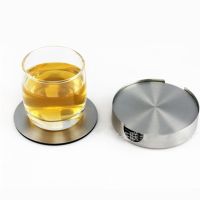 6pcs/Set Stainless Steel Coaster Cup Mats Pads Non slip Pad With Holder Round Square Metal Insulation Pad Tablewear