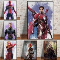 ♤✚♝ Marvel Avengers Superhero สีน้ำภาพวาด Spiderman IronMan โปสเตอร์ผ้าใบ Wall Street Art รูปภาพสำหรับห้องนั่งเล่นตกแต่งบ้าน