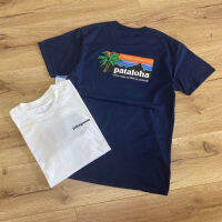 Patagonia เสื้อยืดผ้าฝ้ายตัวอักษรแบบเรียบง่ายสำหรับผู้ชายและผู้หญิง