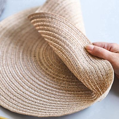 【LZ】☋  2022 Concise Round Linen Braided Cup Coaster Heat Insulated Bowl Plate Place Mat Table Decoration Accessories