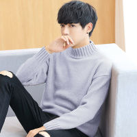 利Half Turtleneck Sweater Men Korean Version Loose Winter New Mens Round Neck Pullover Sweater