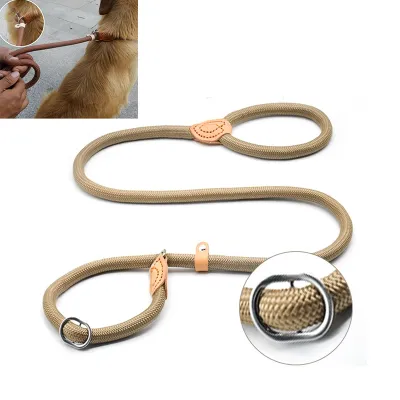 Dog Walking Leash Slip Rope Lead Leash Heavy Duty Braided Rope Adjustable Loop Collar Training Leashes for Large Dogs