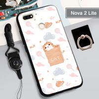 เคส TPU แบบนิ่มสำหรับ Huawei Nova 2 Lite/Honor 7C เคสโทรศัพท์กล่องคลุมทั้งหมดพิมพ์ลายป้องกันการตกหล่นฝามีที่ถือวงแหวนและเชือก