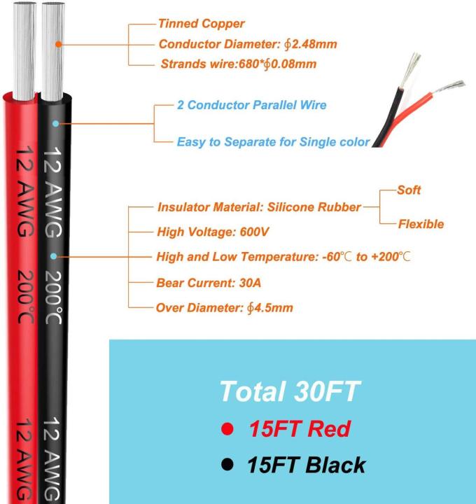 stylish-4-5เมตรทองแดงขดลวดตัวนำกระป๋องออกซิเจน4-5เมตร-ซิลิโคน2-awg-สีแดงไฟฟ้า12ตะขอวงจรไฟฟ้าลวดเส้นขนานวงจรไฟฟ้าและชิ้นส่วน