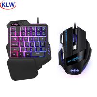 Gaming Keyboard And Mouse Combos RGB Backlit One-Handed Keypad Mice 3200 DPI with Game Converter for PS4 Xbox Nintendo Switch