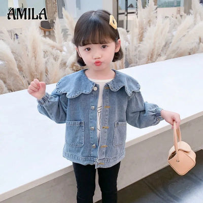 AMILA เสื้อแจ็กเก็ตยีนส์เด็กผู้หญิงฤดูใบไม้ผลิและเด็กอ่อนหญิงใบไม้ร่วงใหม่