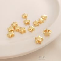 ♕14 K BaoJInBao สีดาวคู่กลวงออกดาวลูกปัดสร้อยข้อมือฉนวนกันความร้อน DIy สร้อยคอต่างหูเครื่องประดับจี้เครื่องประดับ-Z1