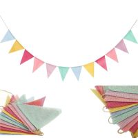 ✜❖ 12 Flags Vintage Colorful Burlap Linen Bunting Flags Candy Birthday Party For Happy Deco Garland Wedding Ration Pennant Gar D4A0